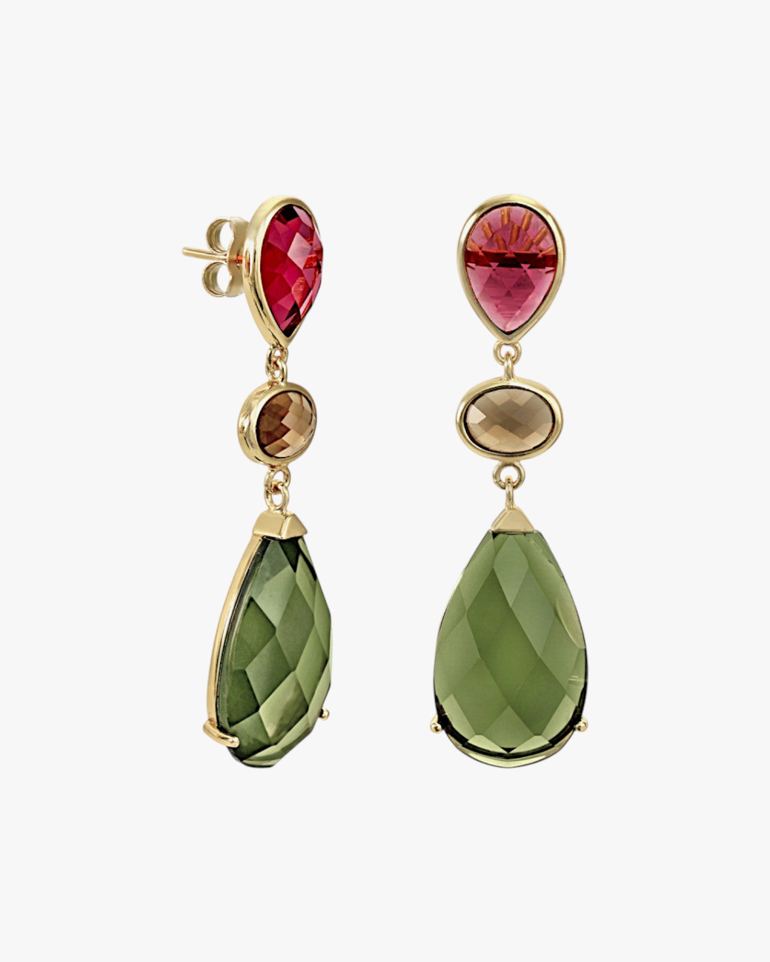 Pendientes de piedras de colores diseño lágrima tonos cálidos