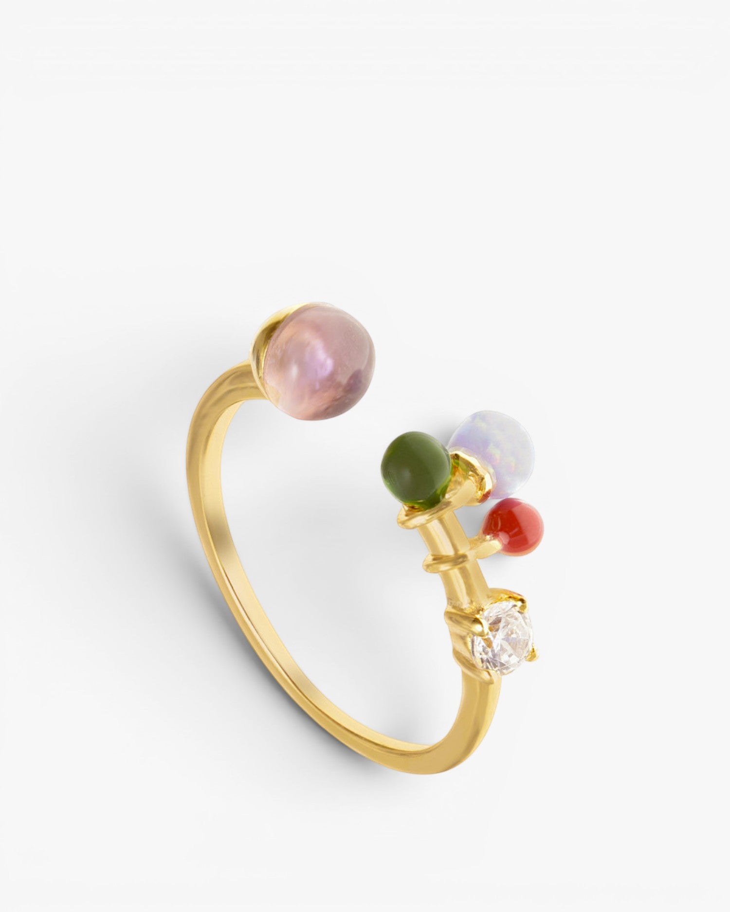 Anneaux fins en argent, design semi-ouvert en or