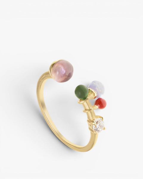 Anneaux fins en argent, design semi-ouvert en or