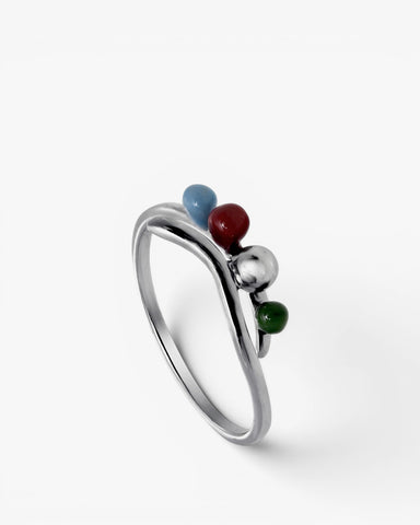 Anillos finos de plata diseño de esmalte con circonita