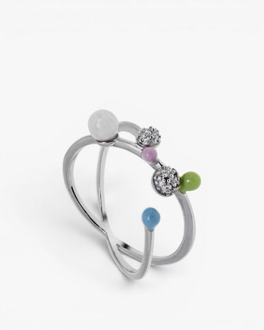 Anillos de diseño multiples railes con esmalte y circonita