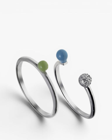 Anillos finos diseño semi abierto molecular pack de dos