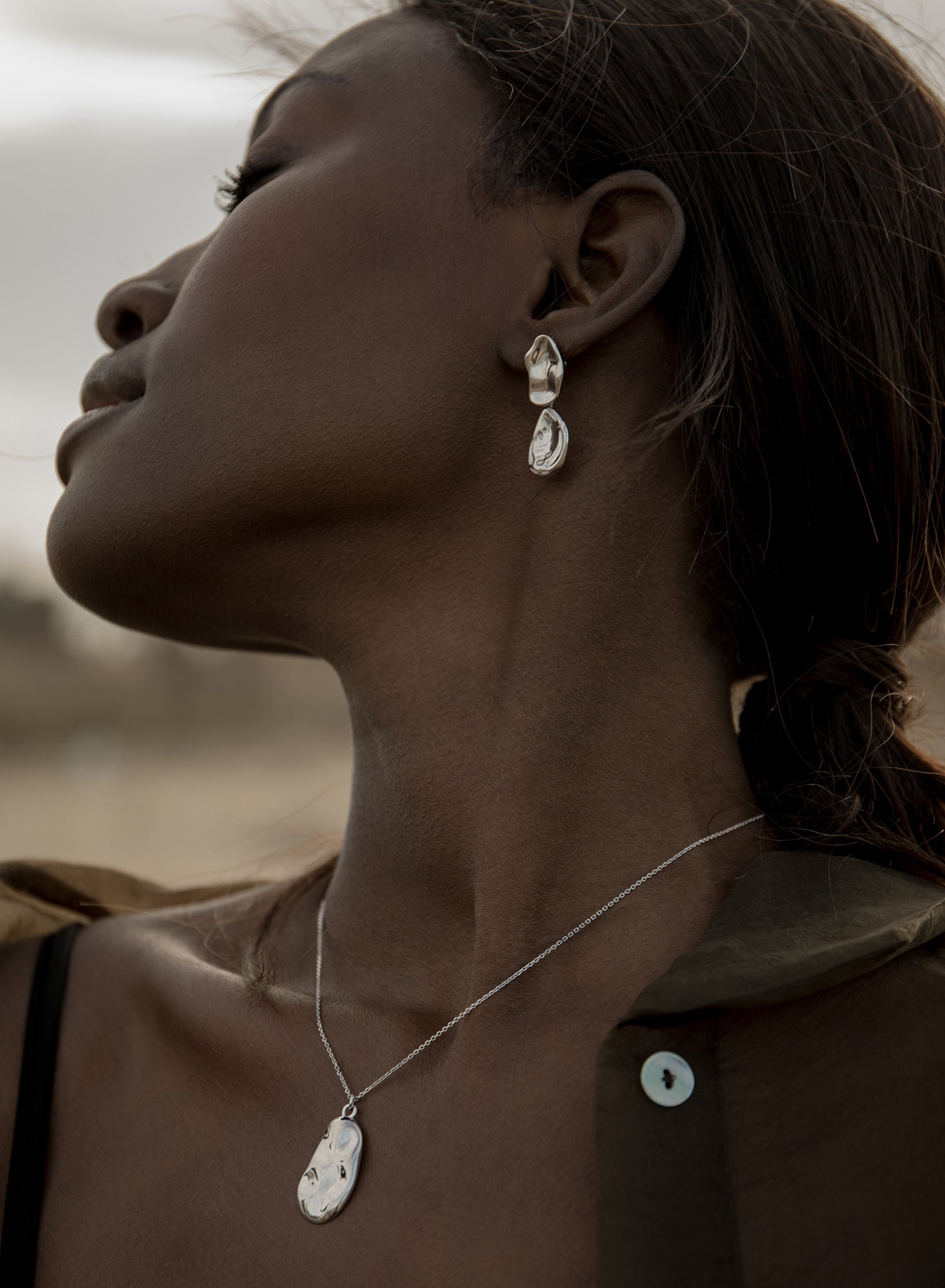 Silver pendants original design regular concave