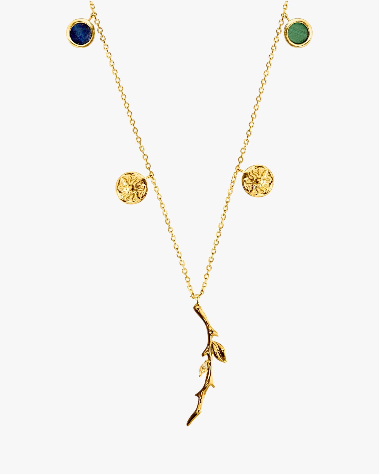 Collares con colgantes motivo de rama y círculos