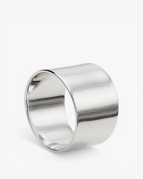 Bagues larges en argent massif, design régulier et lisse