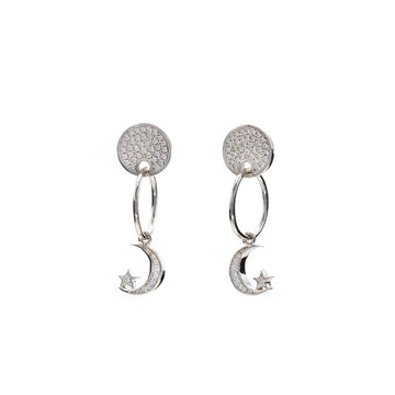Pendientes con colgantes de plata motivo circular con circonitas