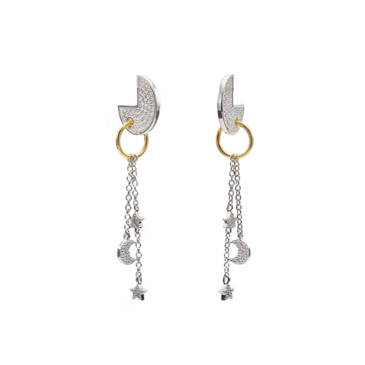 Pendientes largos de plata finos diseño de medio circulo móviles