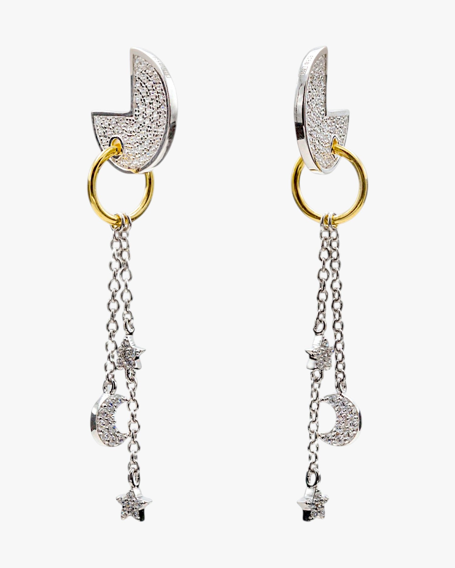 Pendientes largos de plata finos diseño de medio circulo móviles