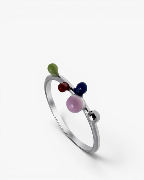 Anillos finos de plata simple con detalles en esmalte