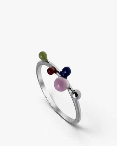 Anillos finos de plata simple con detalles en esmalte