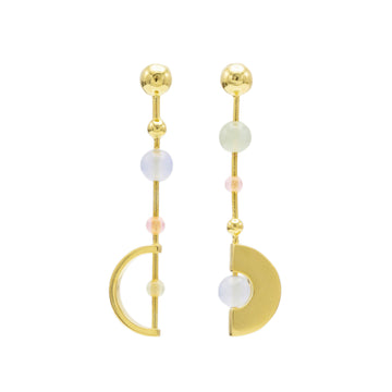 Pendientes originales de plata diseño lineal con piedras de colores