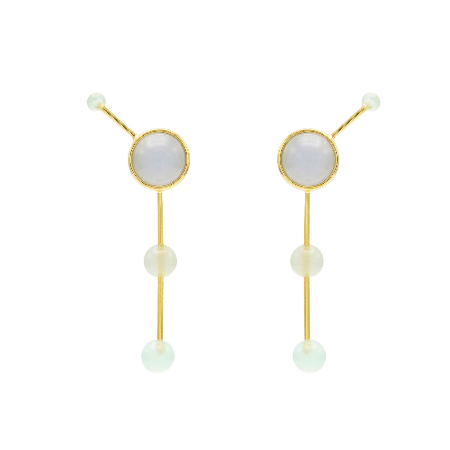 Original stick-shaped earrings with adamantine quartz