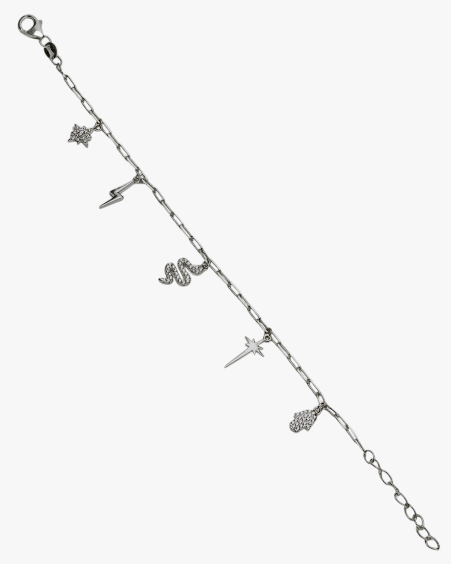 Bracelets with silver pendants, multi-charm design