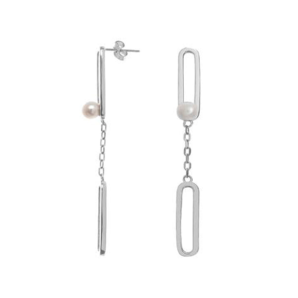 Pendientes con colgantes formados por eslabones y perla