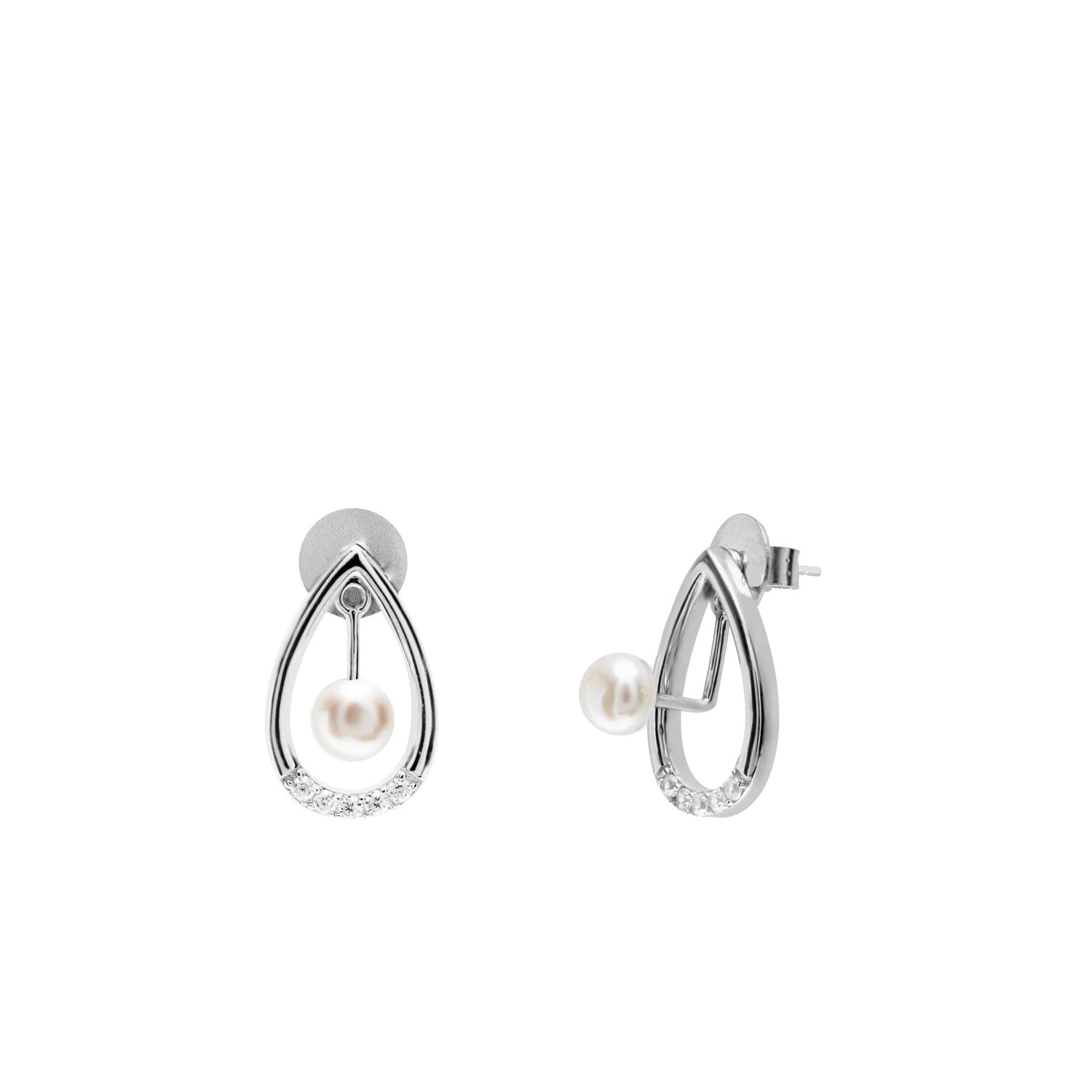 Pendientes perlas diseño de lágrima con detalle de circonitas