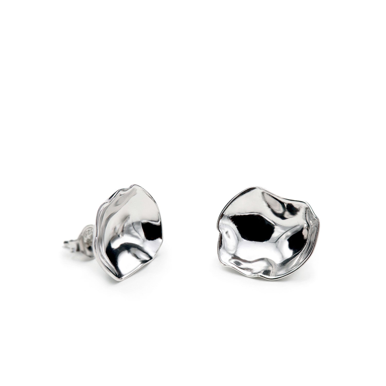 Original silver earrings with a convex design