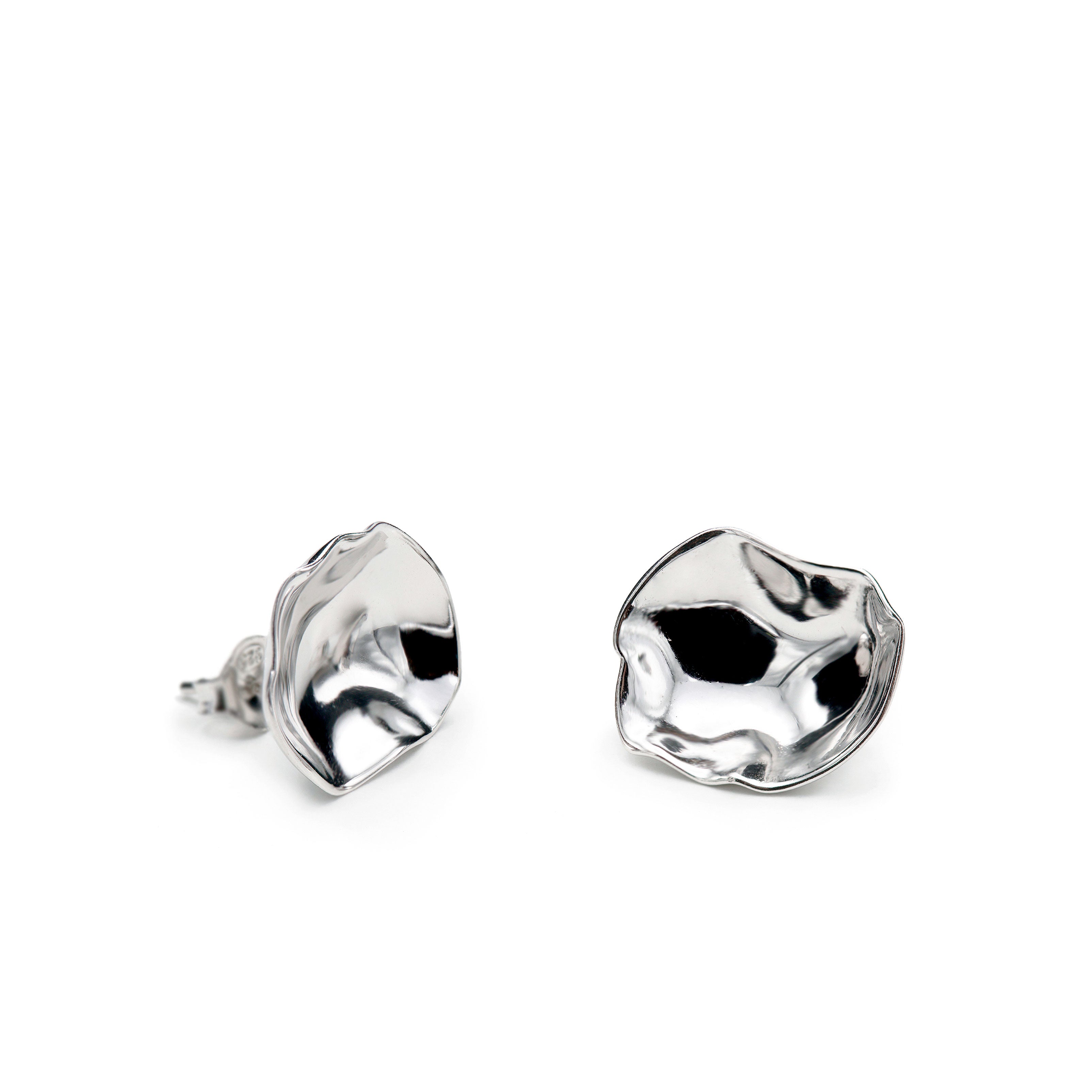 Original silver earrings with a convex design