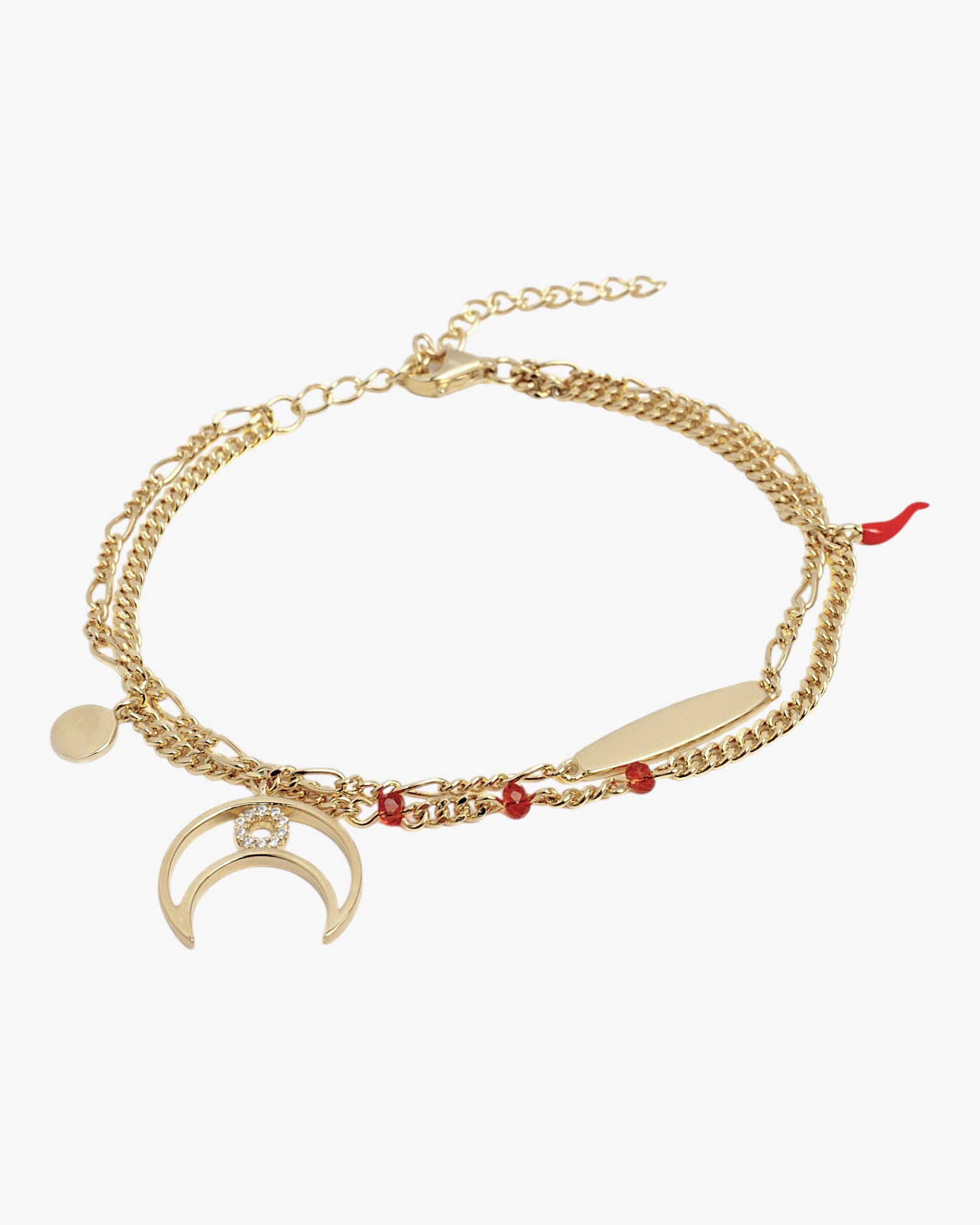 Bracelets avec pendentifs à double chaîne ornés d'un motif de lune