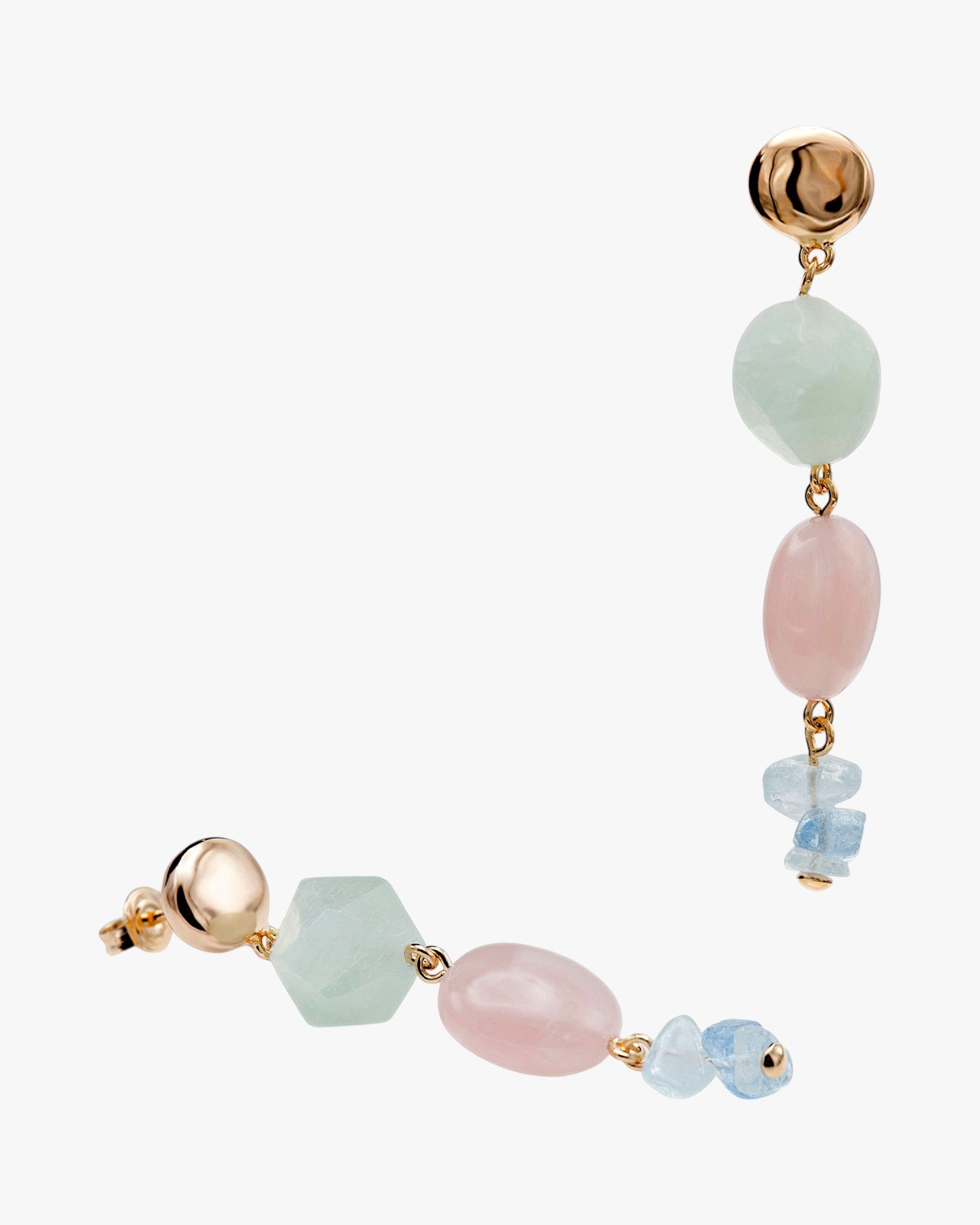 Pendientes de piedra natural diseño colgante con baño de oro