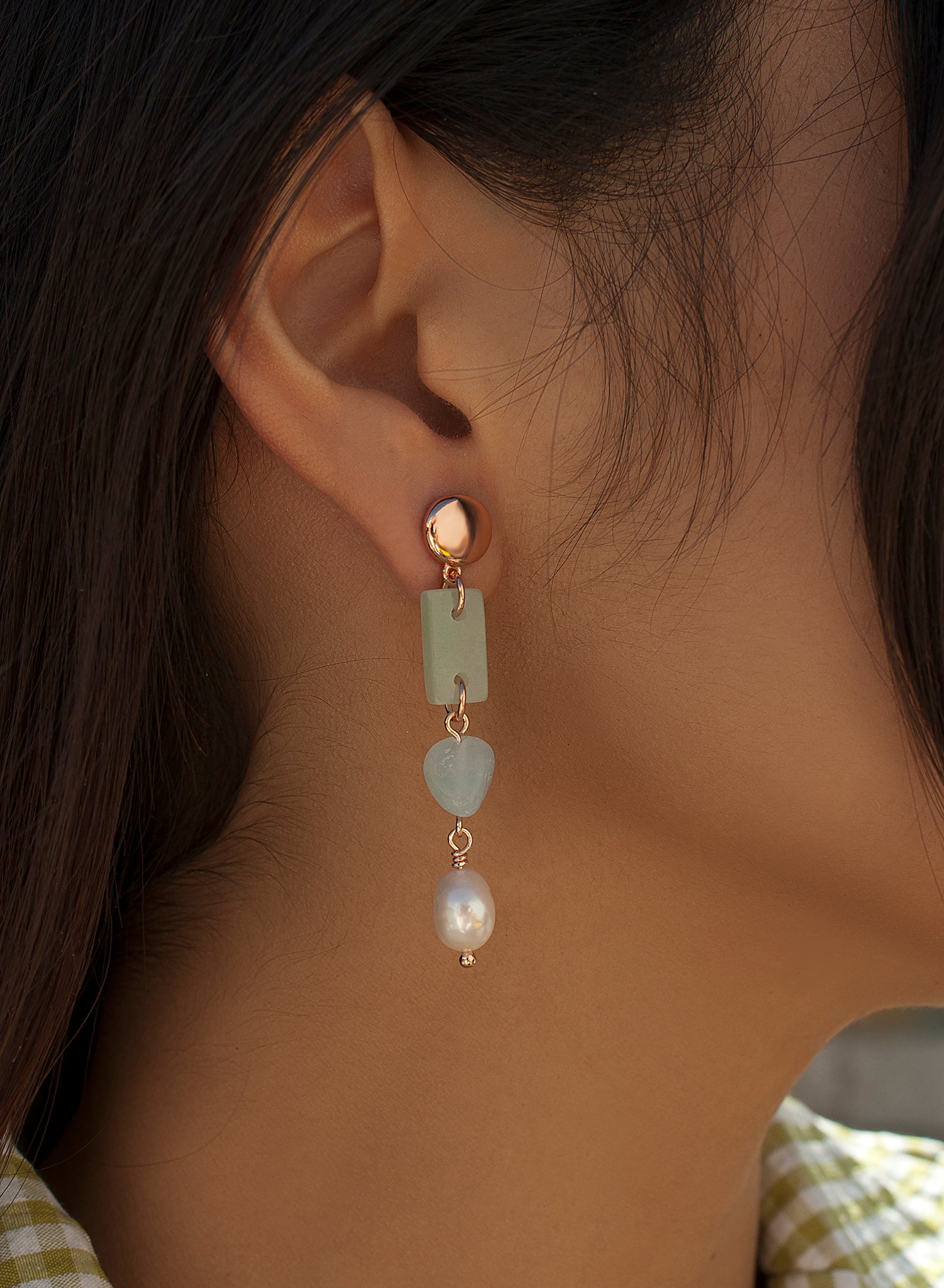 Pendientes de piedra natural diseño colgante de perla final