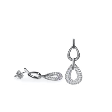 Pendientes originales diseño de doble óvalo y circonitas