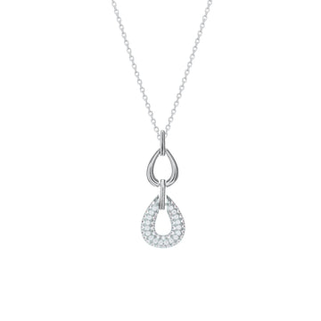 Colgante brillante diseño de doble gota con circonitas