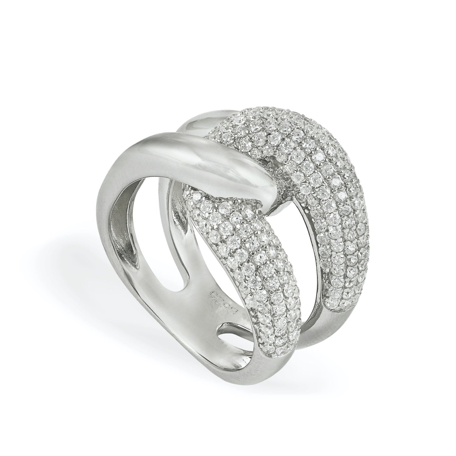 Anillos grandes diseño anudado con circonitas