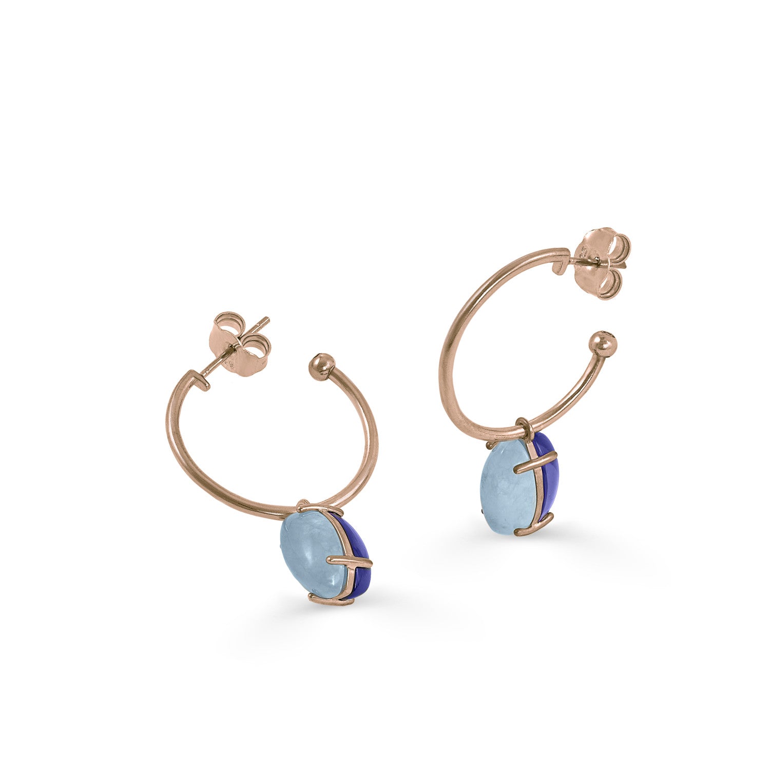 Pendientes aros con colgantes de cuarzo adamantino azul