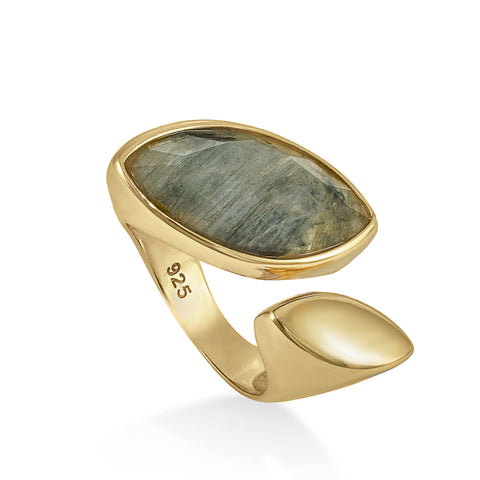 Large rings with semiprecious stones, open design