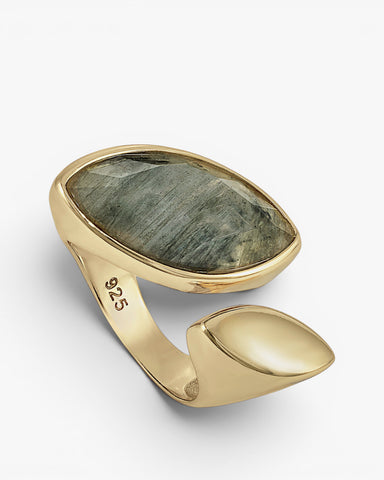 Large rings with semiprecious stones, open design