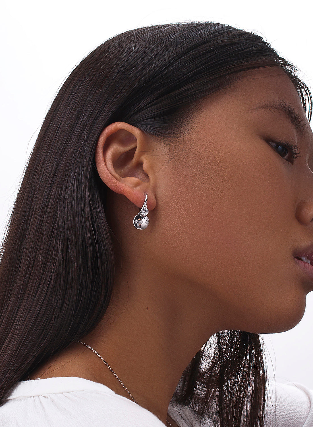 Pendientes con colgantes en plata diseño triple destello