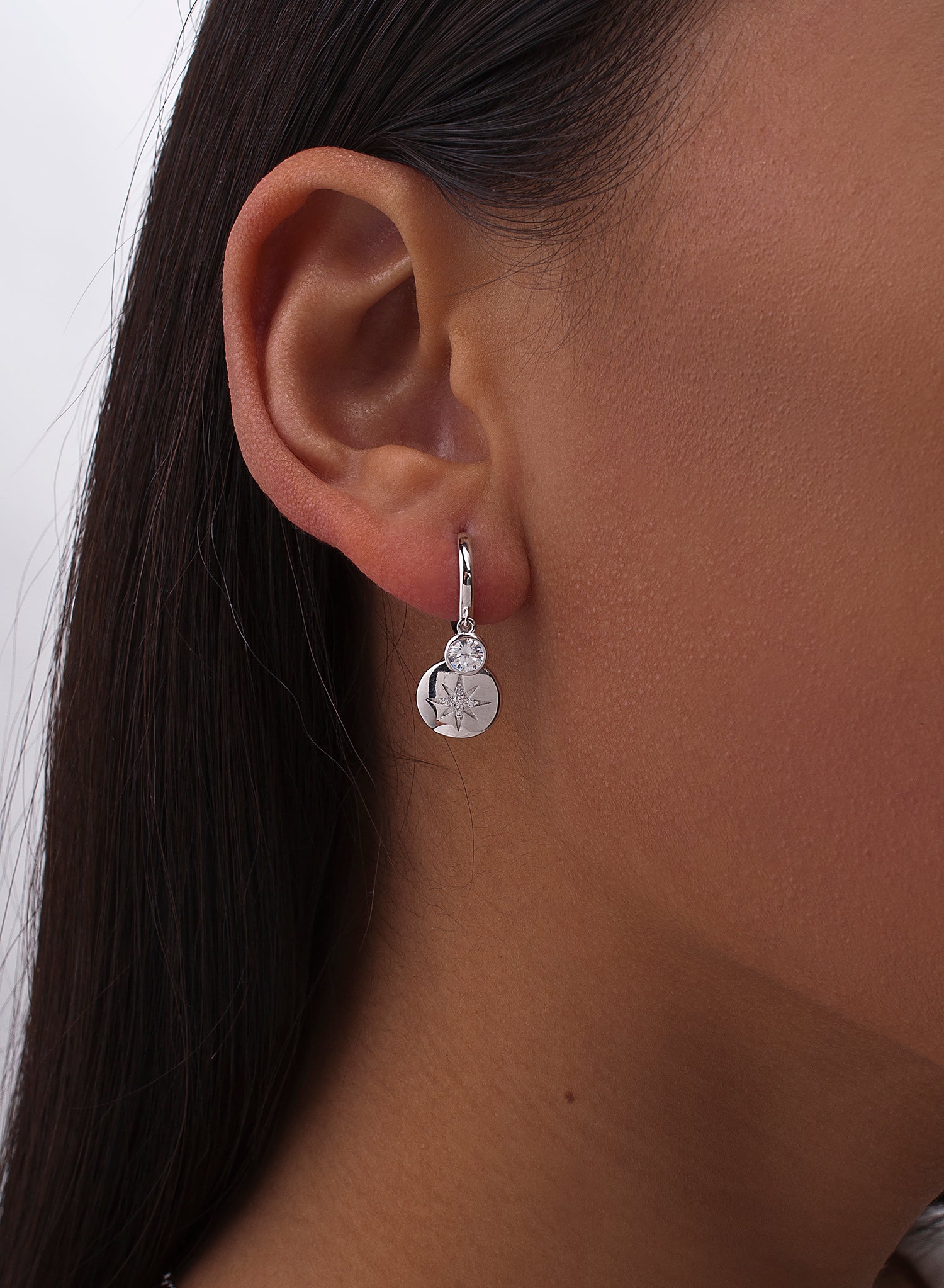 Pendientes con colgantes de plata diseño destello y circonita