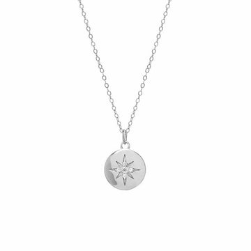 Collar medalla en plata diseño destello circonita