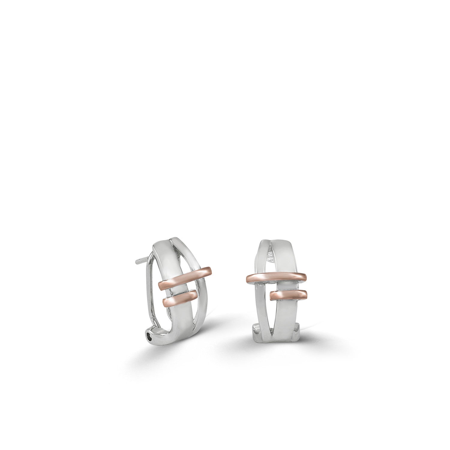 Pendientes cierre omega diseño bandas horizontales bicolores