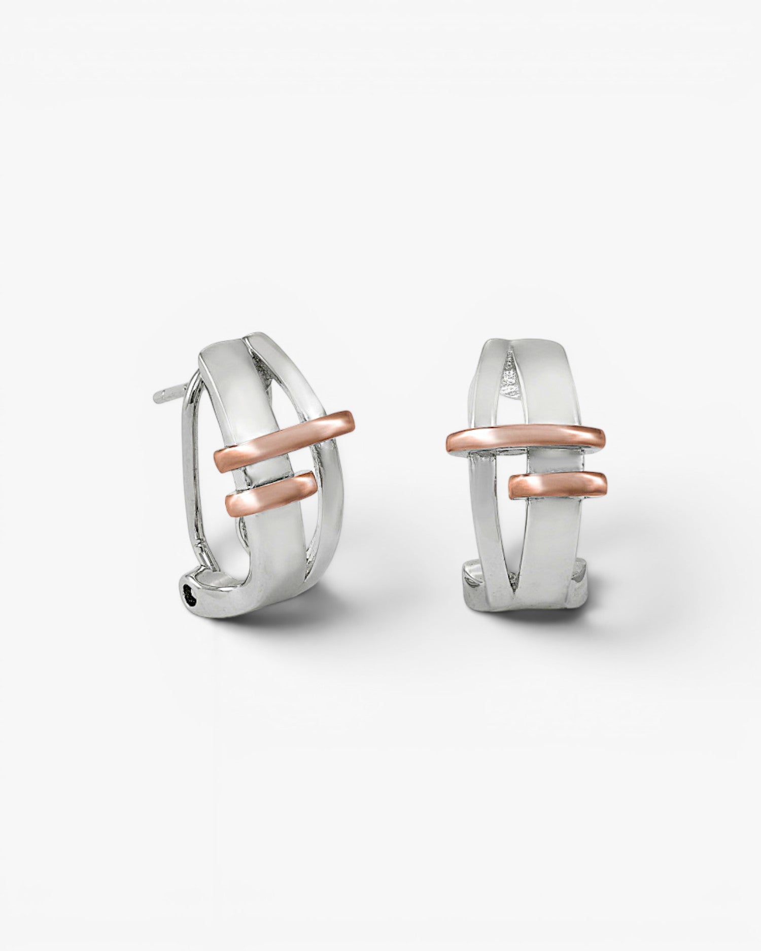 Pendientes cierre omega diseño bandas horizontales bicolores