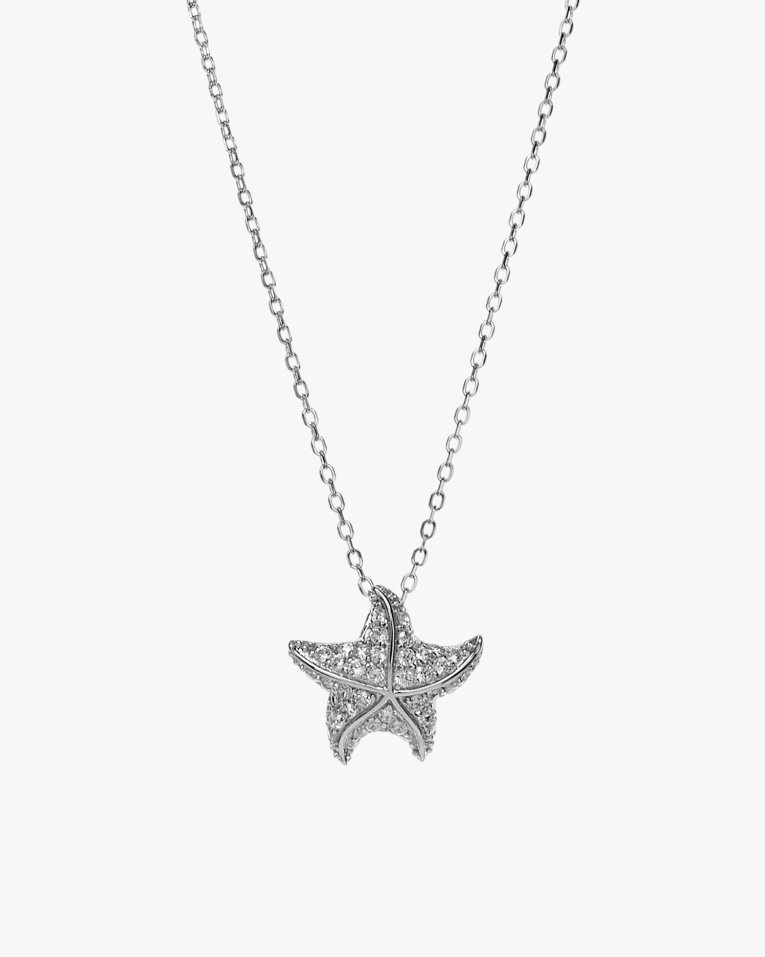 Colgante brillante de plata diseño de estrella de mar con circonitas