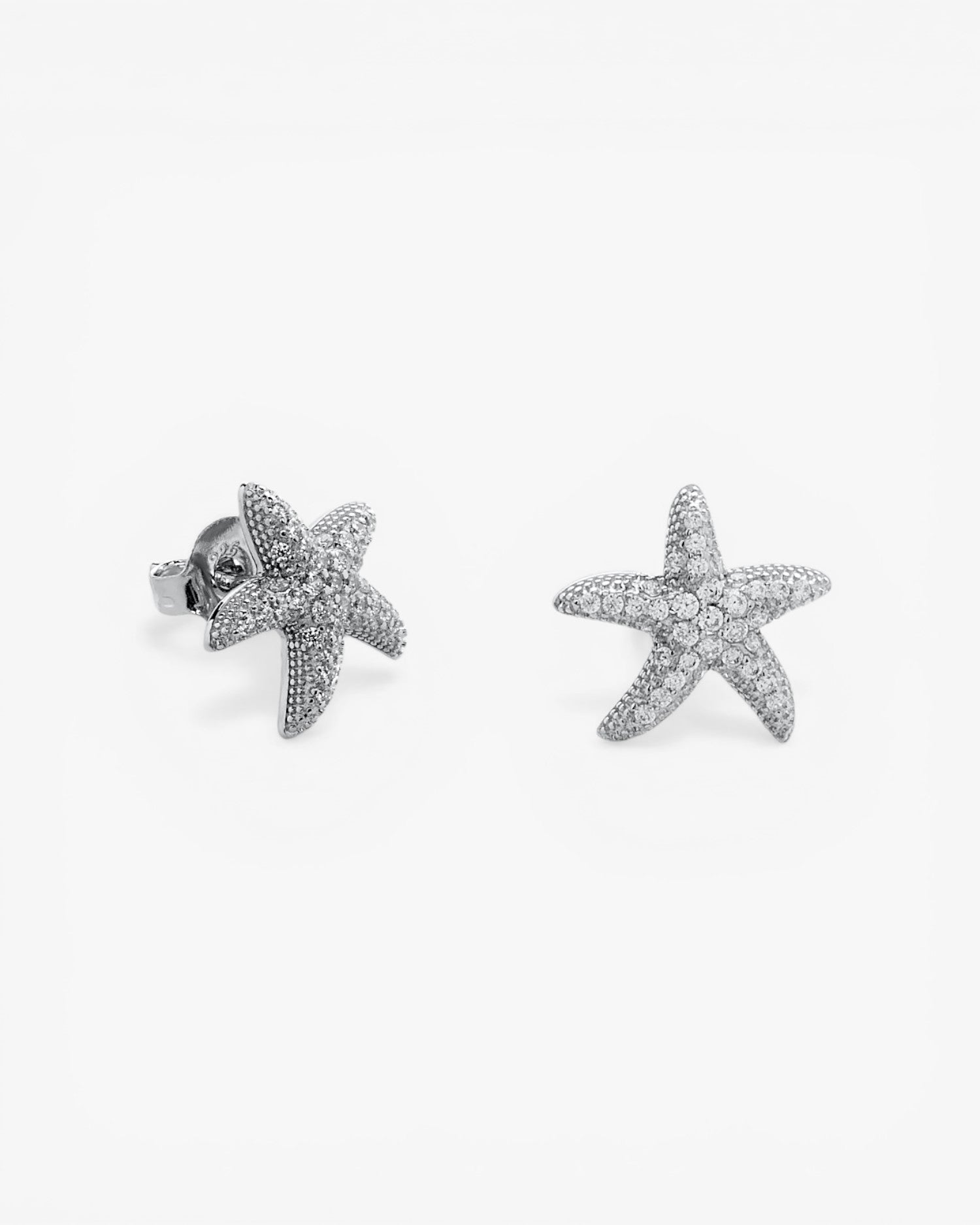 Pendientes pequeños de plata motivo estrella de mar