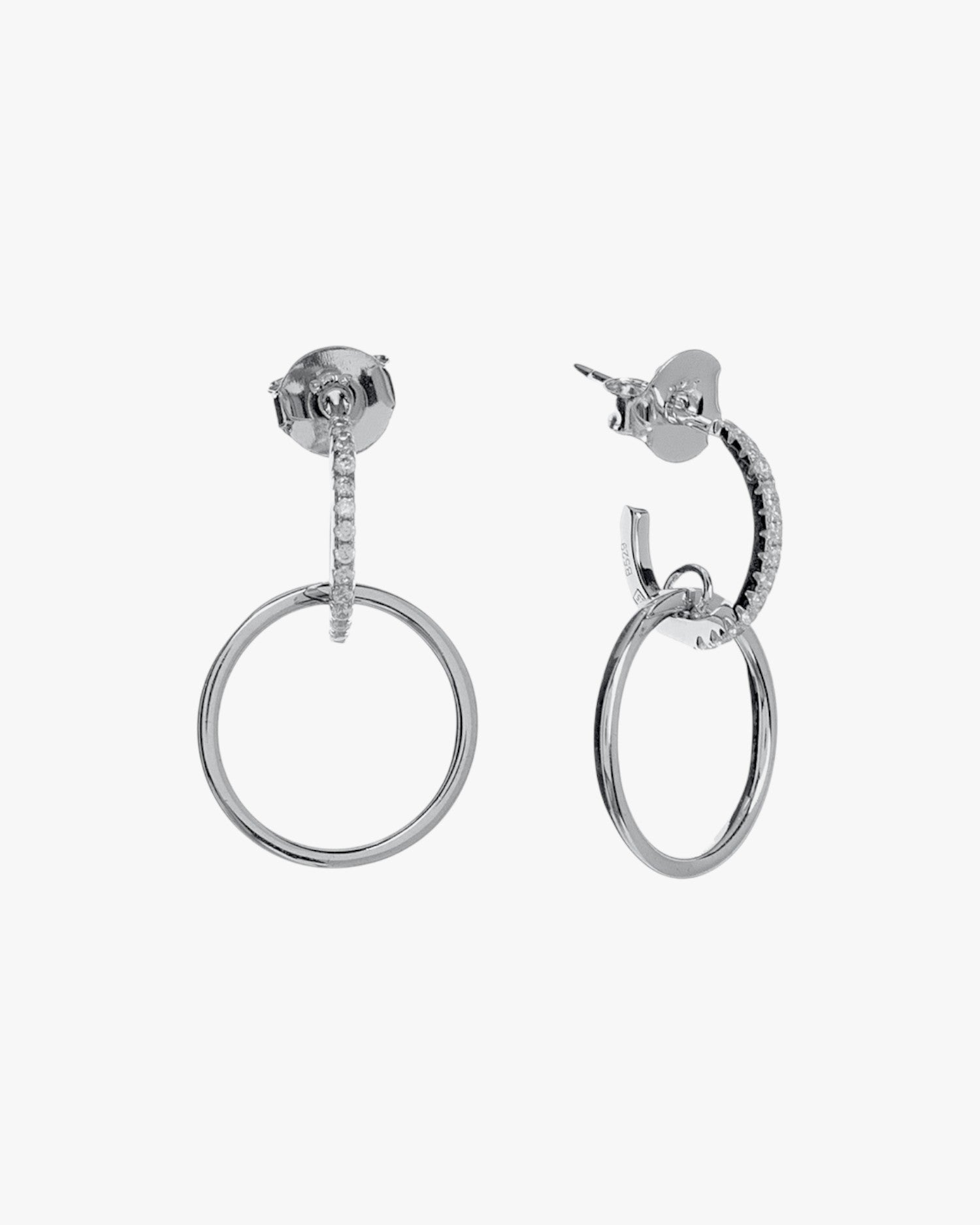 Pendientes con colgantes diseño de doble aro con circonitas