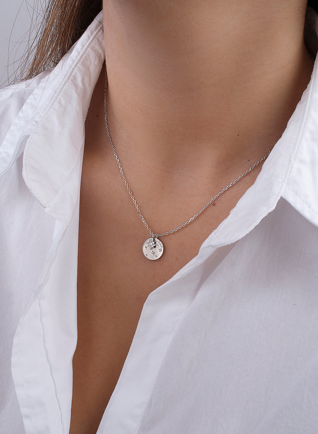 Collar medalla de plata pequeño diseño de medalla estrella