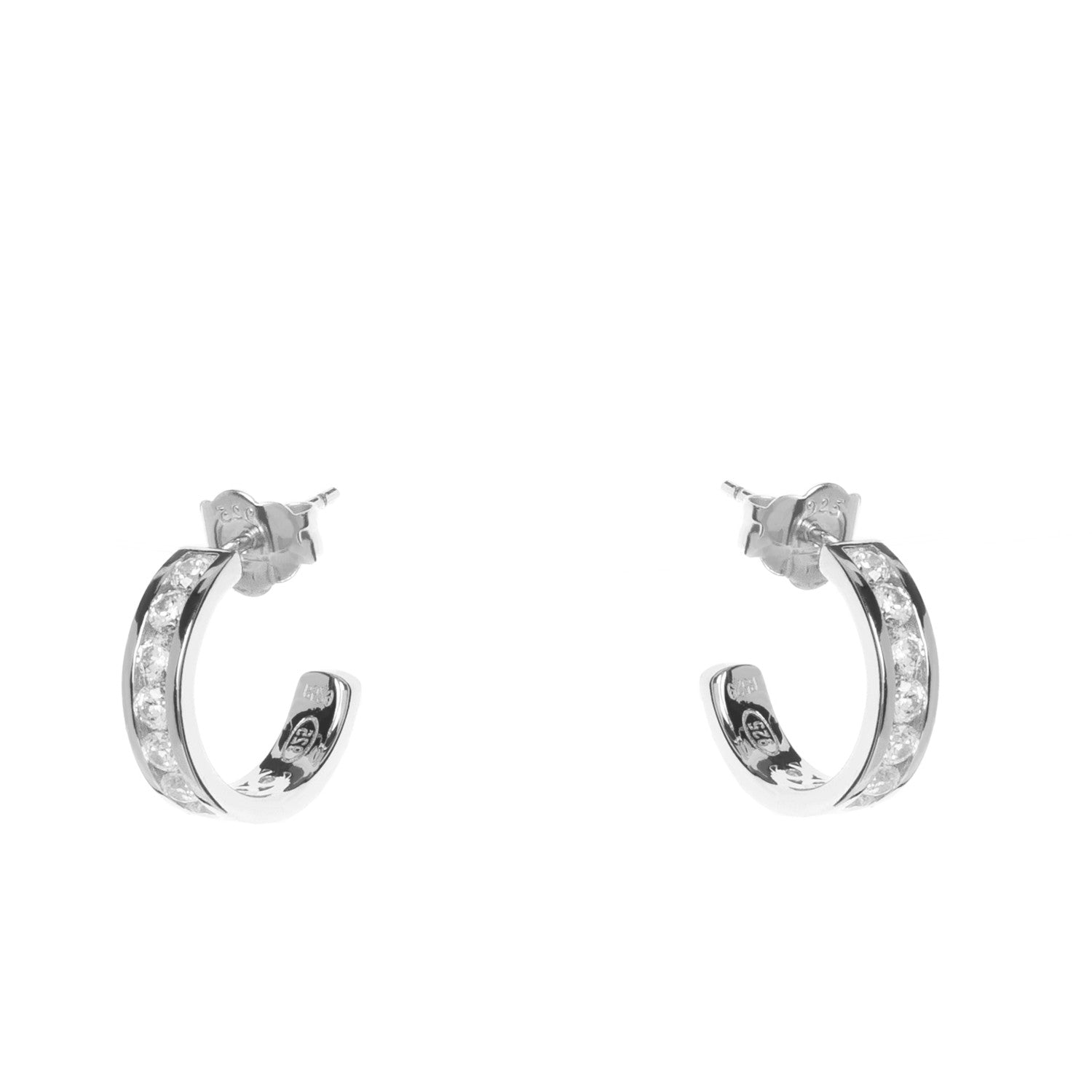 Pendientes aro pequeños diseño carril de circonitas