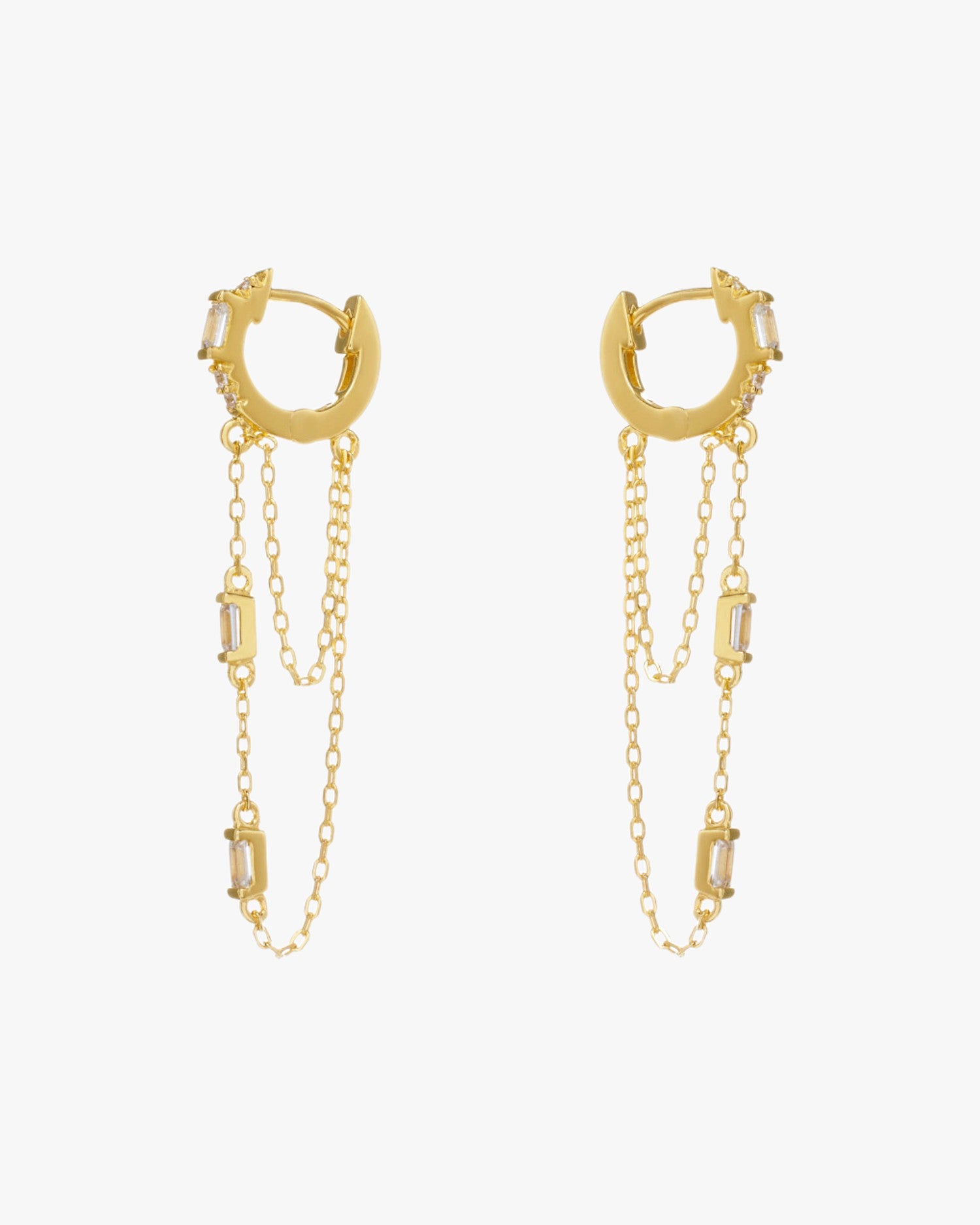 Pendientes con colgantes plata dorado diseño cadenas
