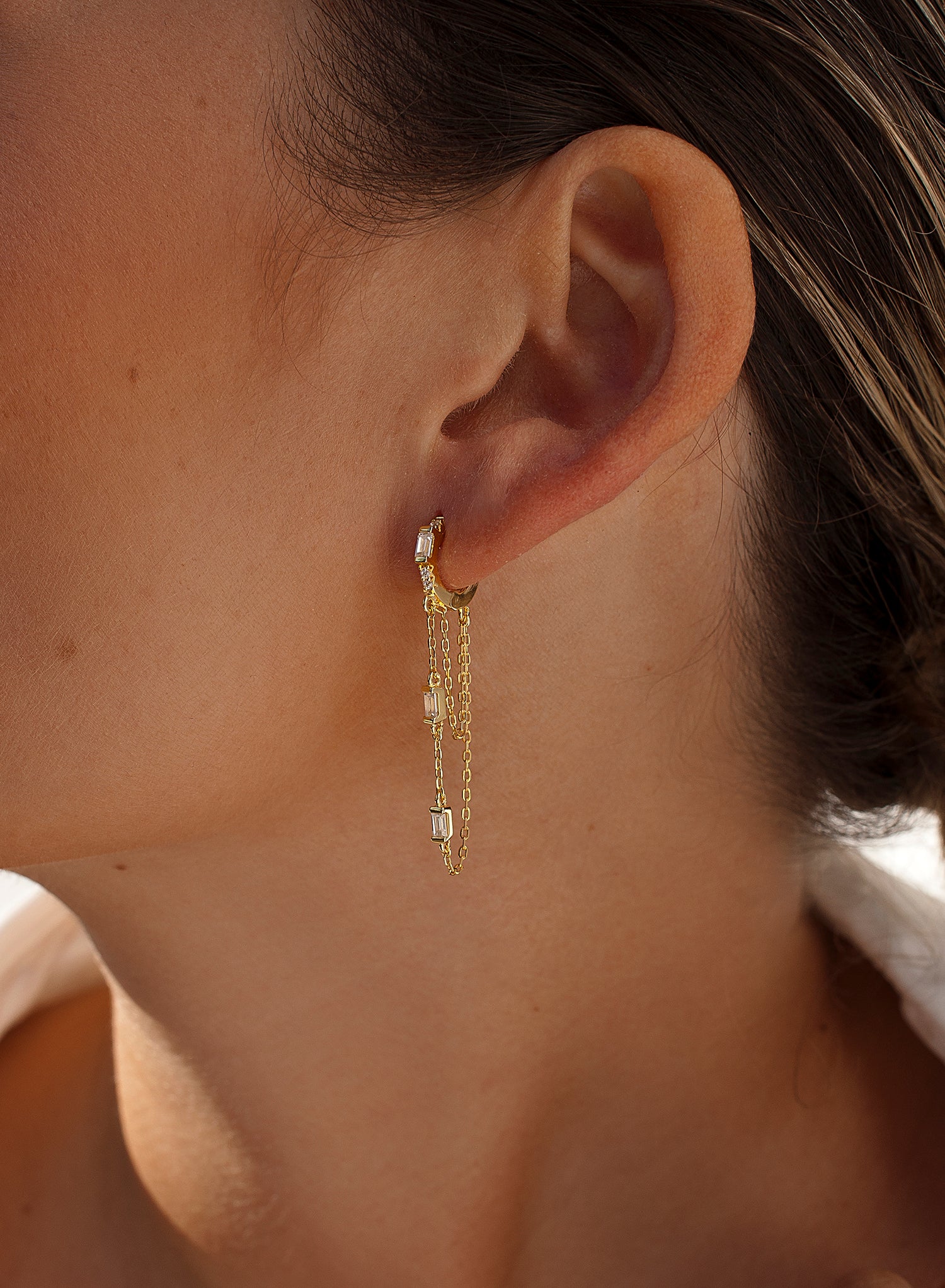 Pendientes con colgantes plata dorado diseño cadenas