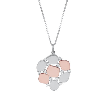 Colgantes bicolor de plata diseño con circonitas