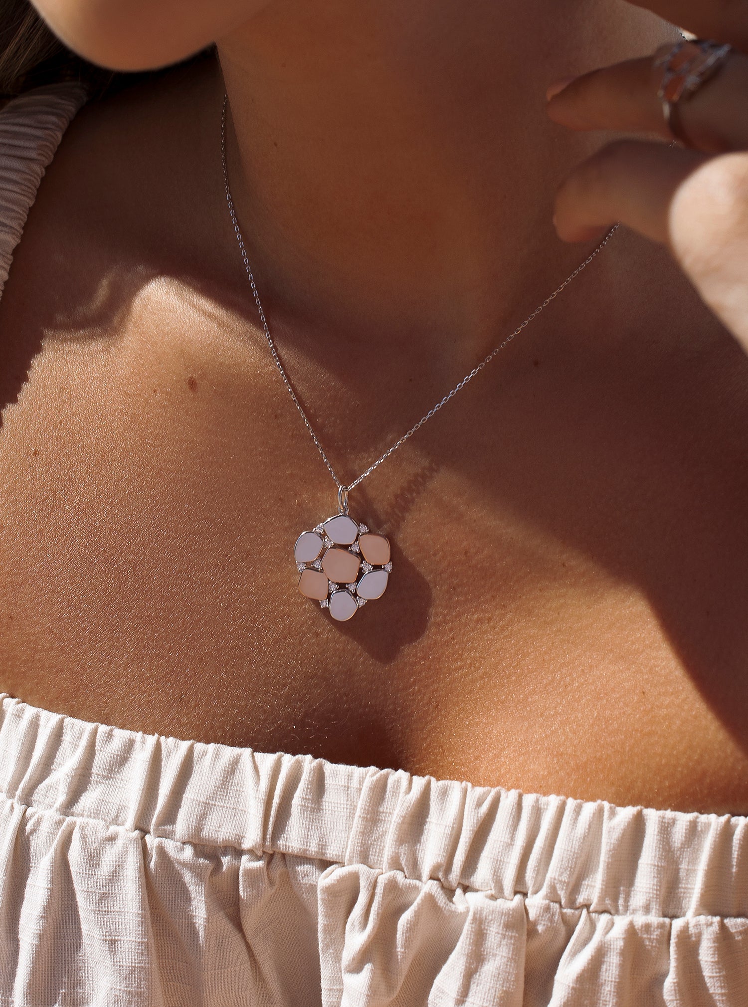 Colgantes bicolor de plata diseño con circonitas