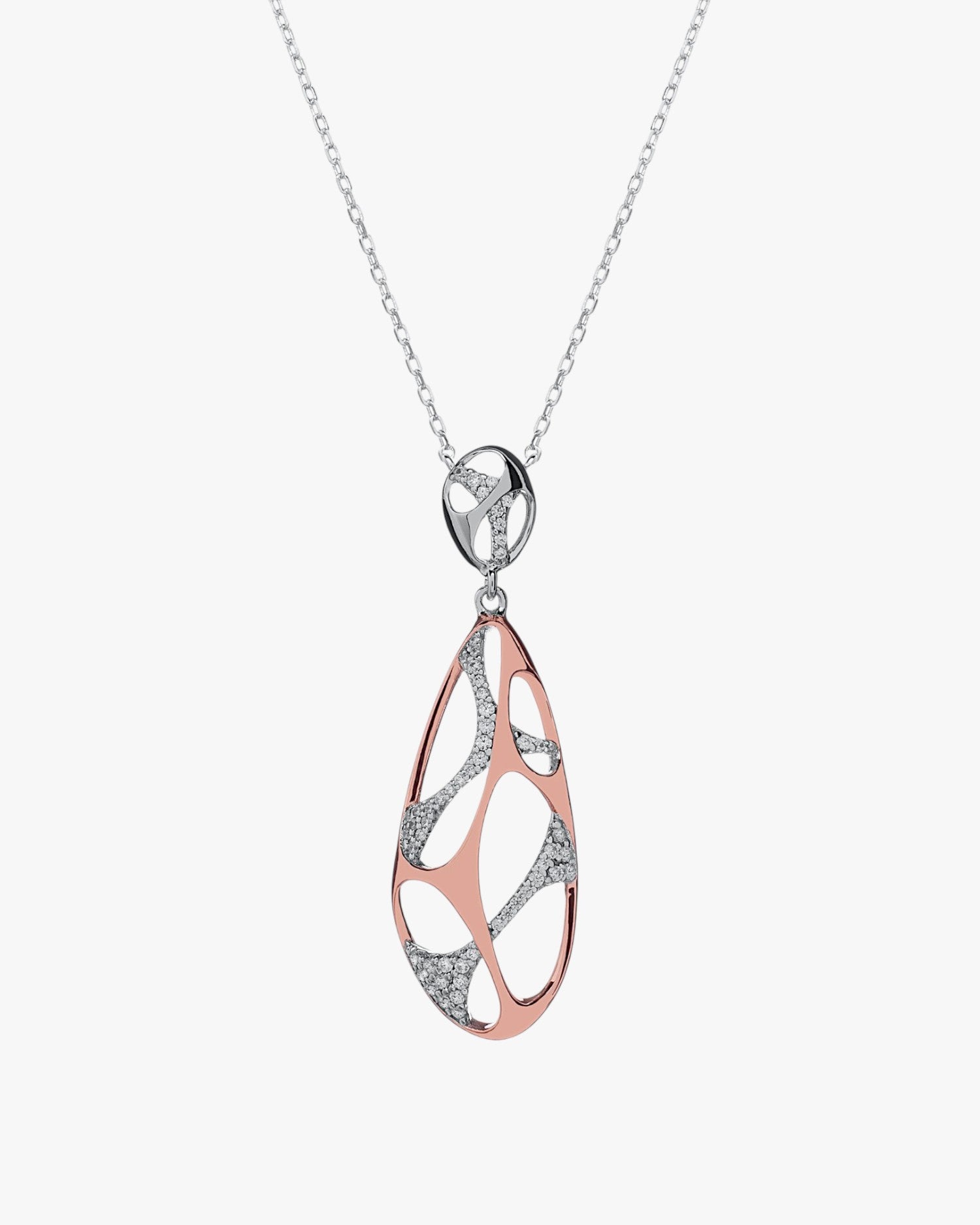 Pendentifs bicolores en argent, ornés d'un motif perforé et de zirconiums cubiques