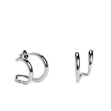 Boucles d'oreilles originales en argent, modèle double anneau, support anti-tragus