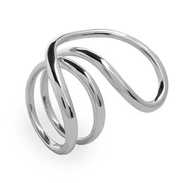 Anillos de diseño carriles circulares en plata lisa