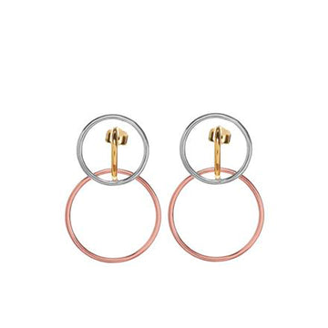 Pendientes aro diseño de tres aros unidos tricolores