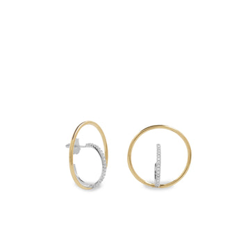 Pendientes aro cruzado diseño bicolor con circonitas