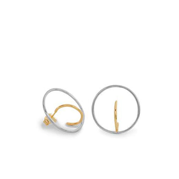 Pendientes aro diseño bicolor cruzado